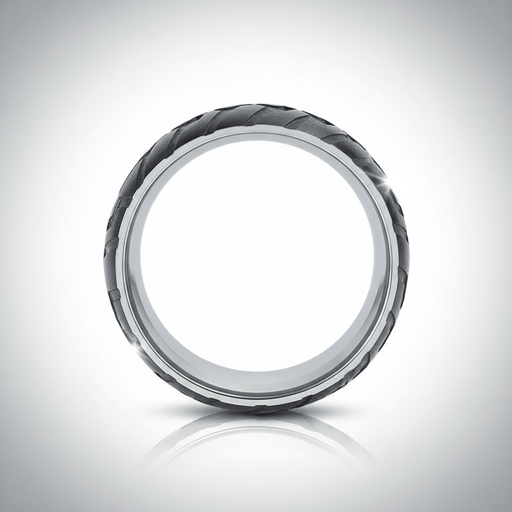 SLAYER — alternate angle — men's tungsten carbide wedding ring | Aydins Jewelry
