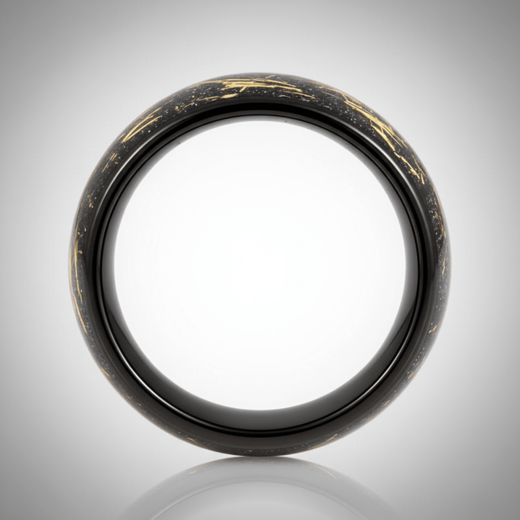 SLICK — Center-through axial view — men's tungsten wedding ring.