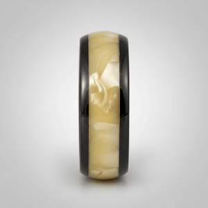 SOLSTICE — Center-through axial view — men's tungsten wedding ring.