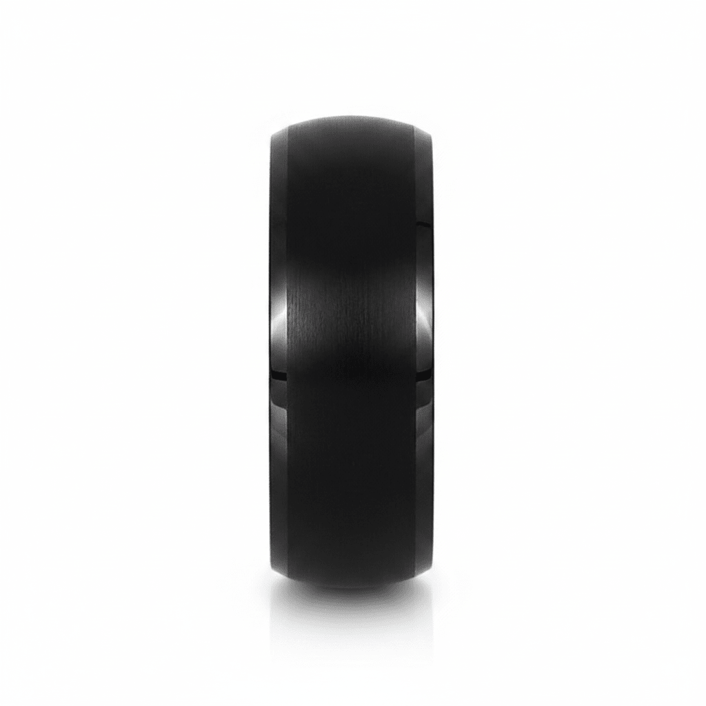 SPADE — Front-facing straight-on view — men's tungsten wedding ring.