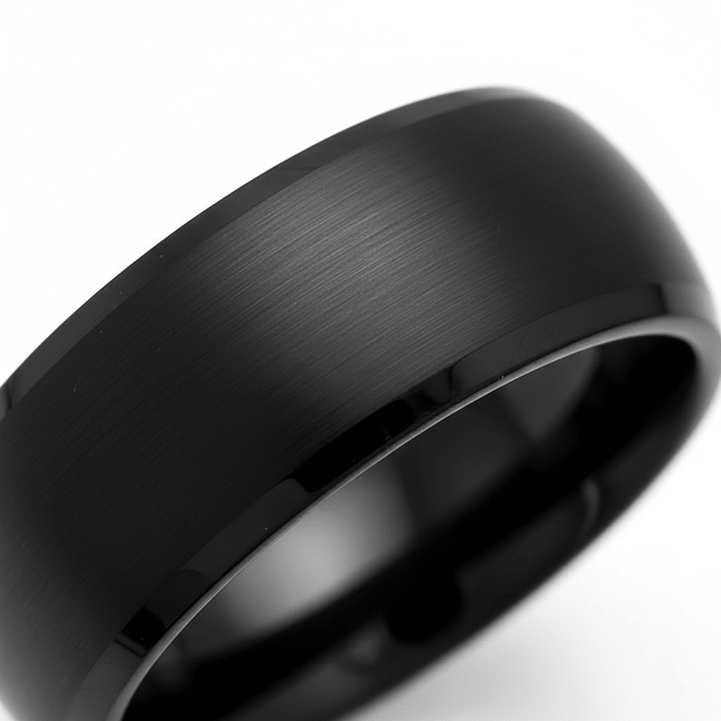 SPADE — Extreme macro detail — men's tungsten wedding ring.