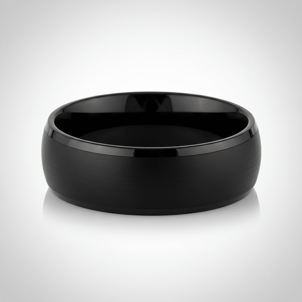 SPADE — Center-through axial view — men's tungsten wedding ring.