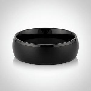 SPADE — Center-through axial view — men's tungsten wedding ring.
