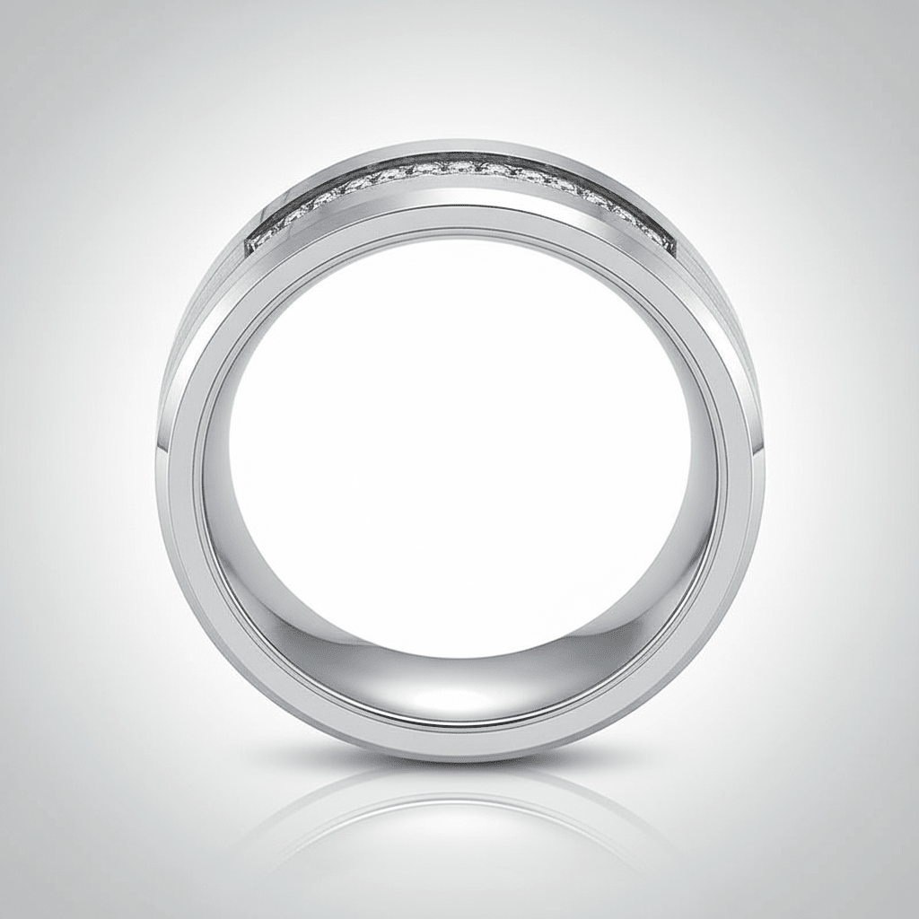 SPARKLUXE — close-up detail — men's tungsten carbide wedding ring | Aydins Jewelry