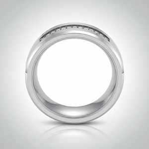 SPARKLUXE — close-up detail — men's tungsten carbide wedding ring | Aydins Jewelry