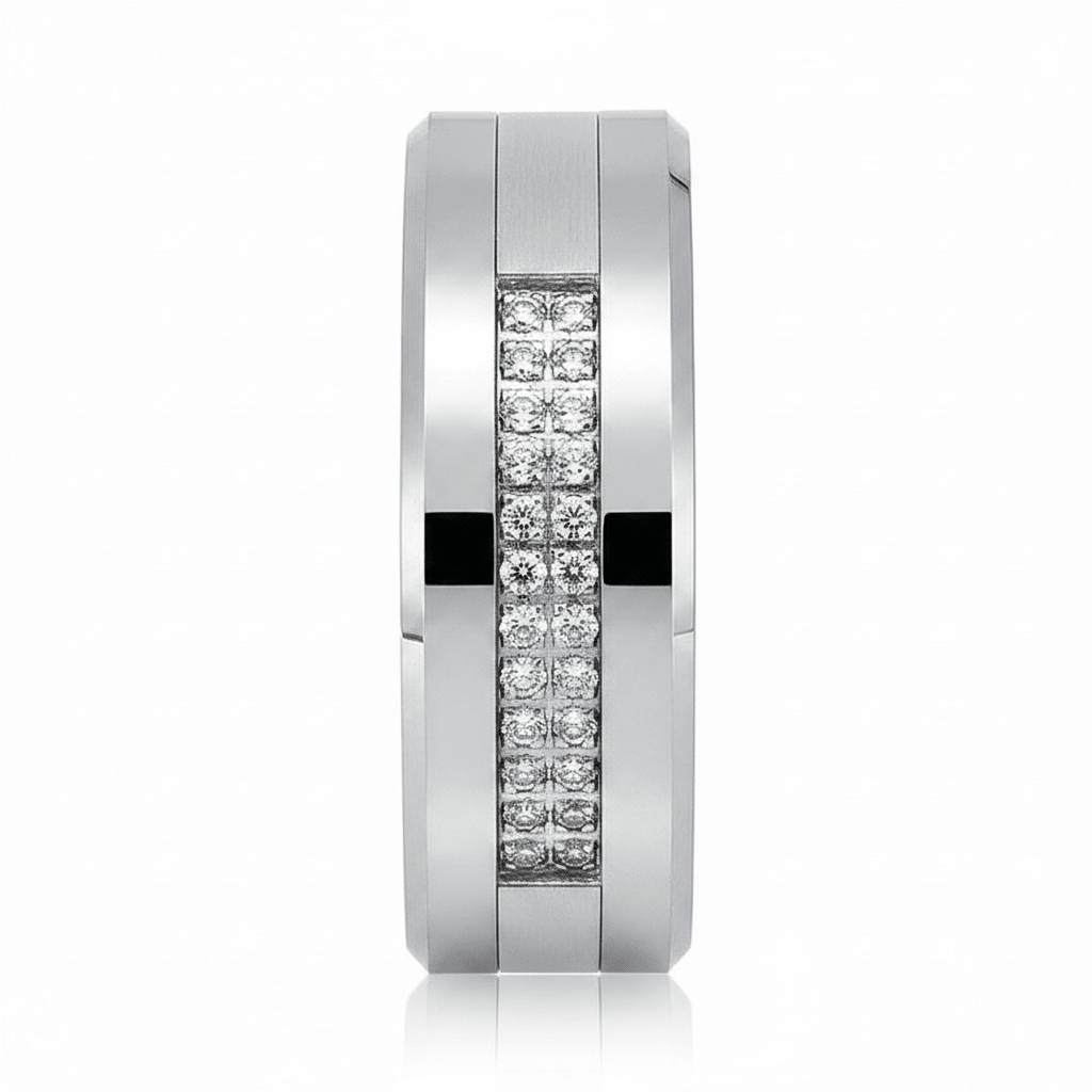 SPARKLUXE — display shot — men's tungsten carbide wedding ring | Aydins Jewelry