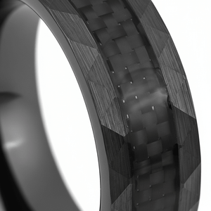 SPEEDSTER — Extreme macro detail — men's tungsten wedding ring.