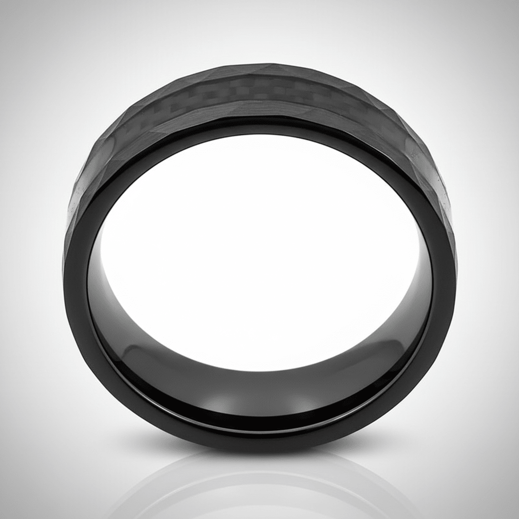 SPEEDSTER — Center-through axial view — men's tungsten wedding ring.