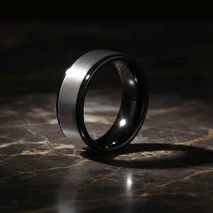 SPHERE — detail view — men's tungsten carbide wedding ring | Aydins Jewelry