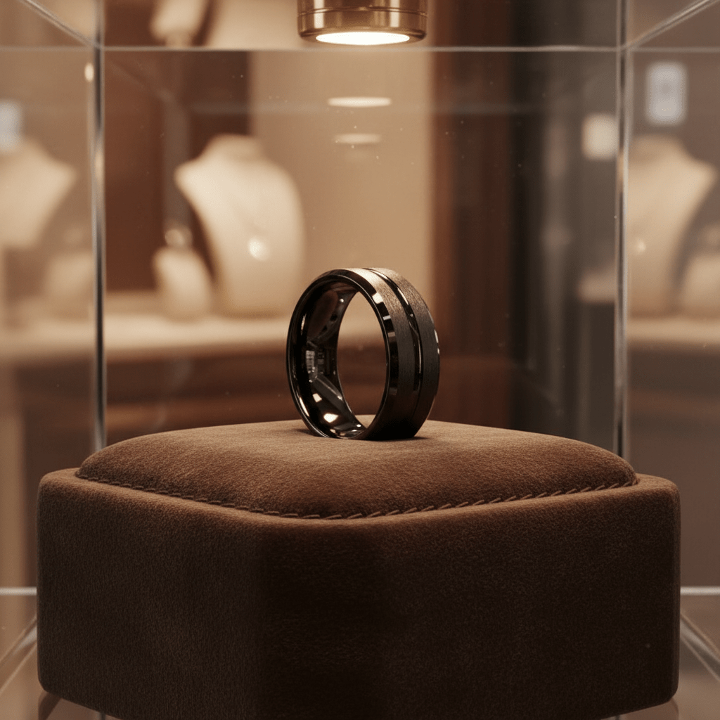 SQUAD — display shot — men's tungsten carbide wedding ring | Aydins Jewelry