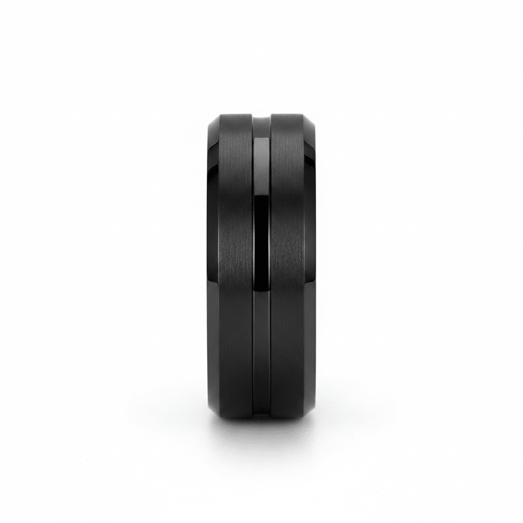 SQUAD — angled view — men's tungsten carbide wedding ring | Aydins Jewelry