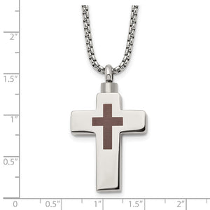 Stainless Steel Polished and Lasered Cross Ash Holder Necklace - Necklace - Aydins Jewelry - 3
