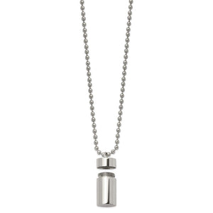 Stainless Steel Polished Capsule Necklace with 22 - inch Ball Chain - Memorial Keepsake Jewelry - Necklace - Aydins Jewelry - 3