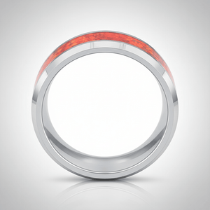 STARFALL — Center-through axial view — men's tungsten wedding ring.