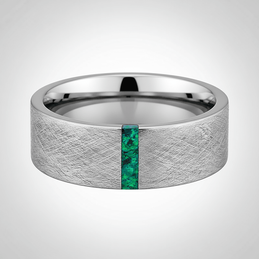 STARK — Center-through axial view — men's tungsten wedding ring.