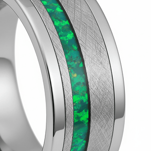 STARK — Extreme macro detail — men's tungsten wedding ring.
