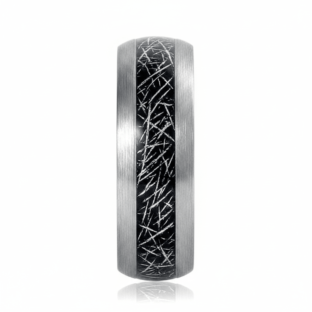 STARY — angled view — men's tungsten carbide wedding ring | Aydins Jewelry