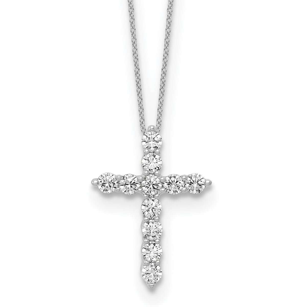 Statement Diamond Cross Necklace, silver, lab grown diamonds, studio view