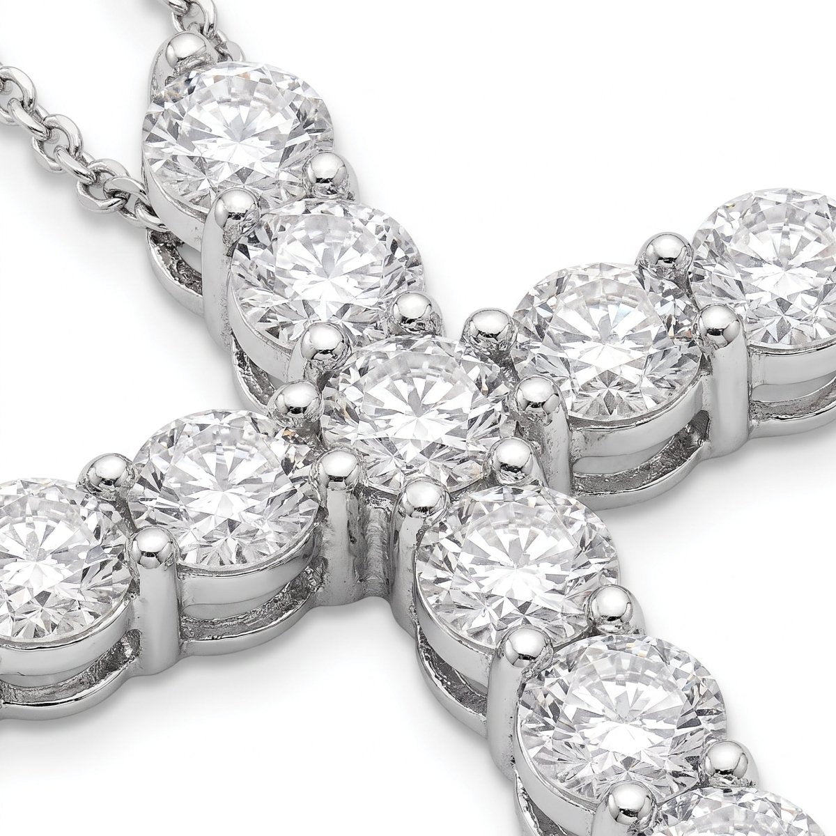Statement Diamond Cross Necklace 925 silver lab grown diamond necklace macro detail close-up photograph