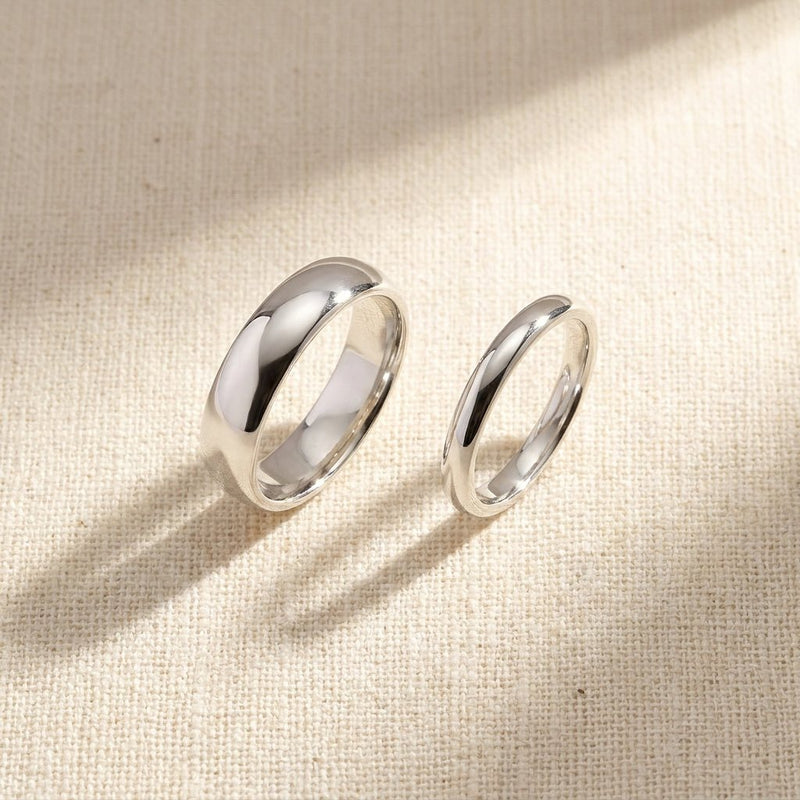 Sterling Silver Comfort Fit Wedding Band, his and hers matching pair
