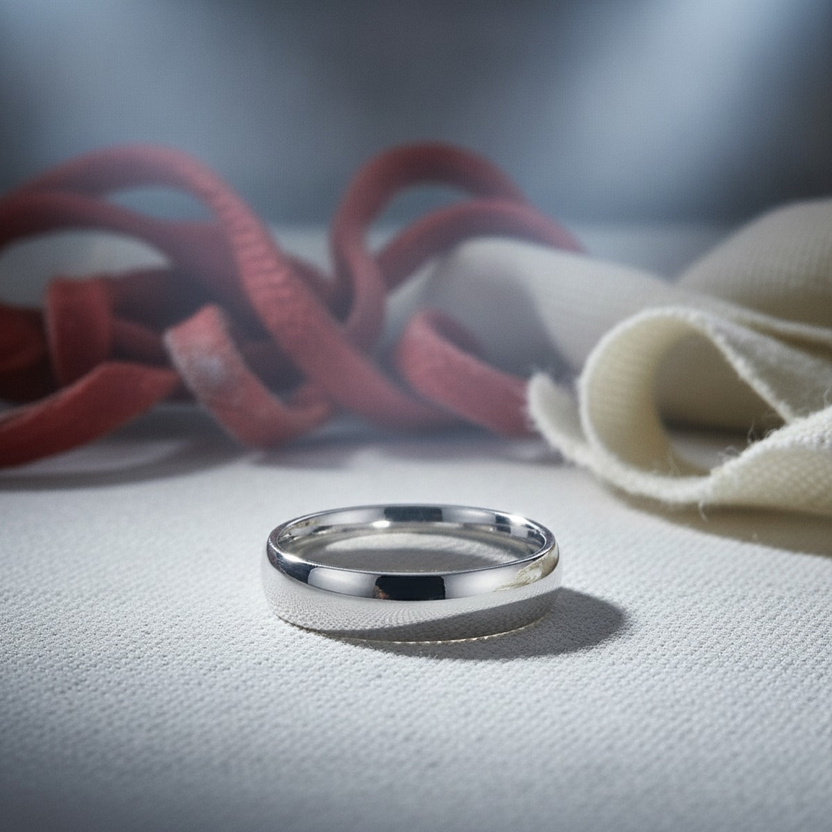Aydins Sterling Silver Comfort Fit Wedding Band, Solid or Gold Plated lifestyle scene, boxing gym canvas