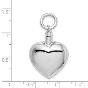 Sterling Silver Polished Heart Ash Holder Pendant - Memorial Keepsake Jewelry - Pendant - Aydins Jewelry - 3