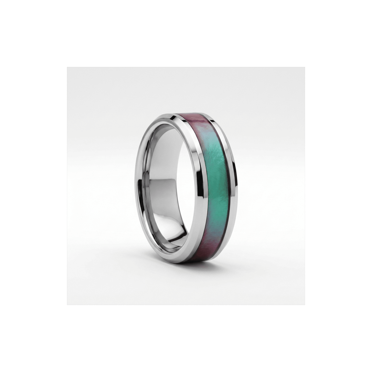 STINGRAY blue purple color changing tungsten ring, hero angle