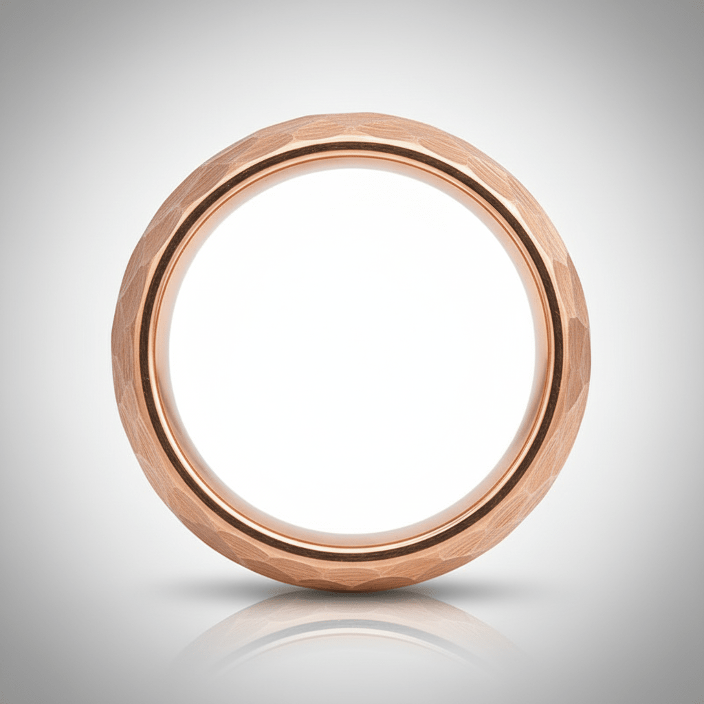 STRIKE — Center-through axial view — men's tungsten wedding ring.