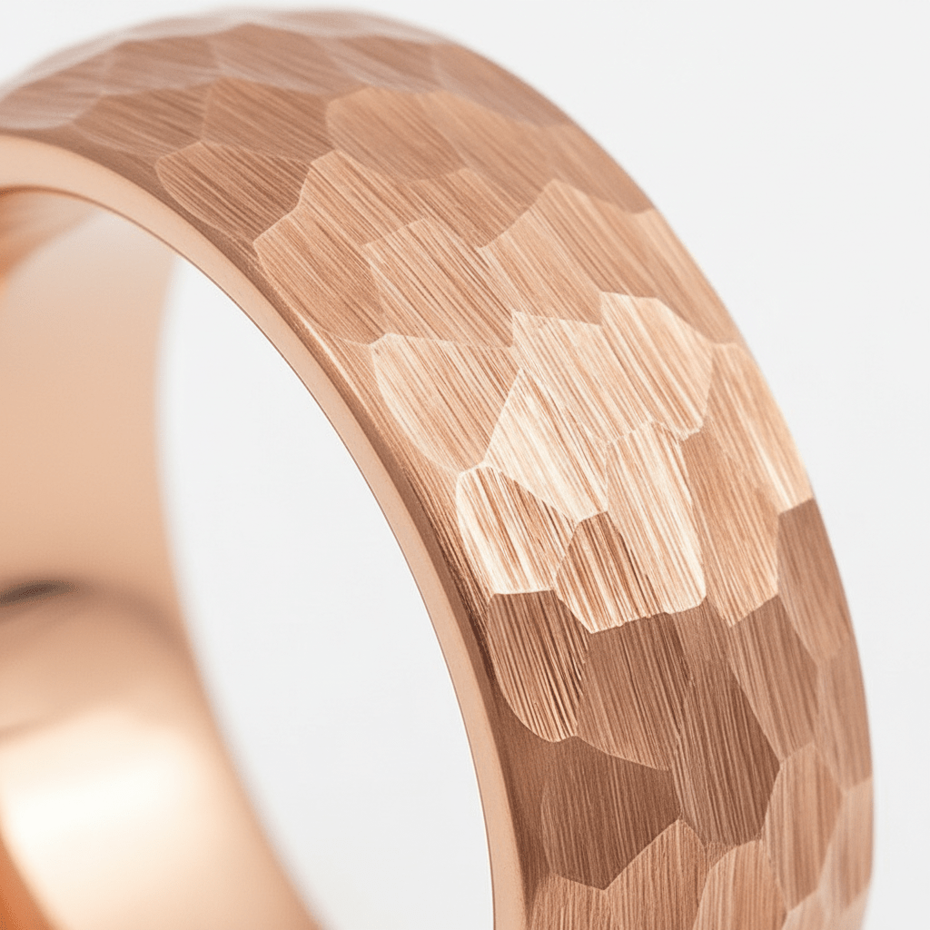 STRIKE — Extreme macro detail — men's tungsten wedding ring.