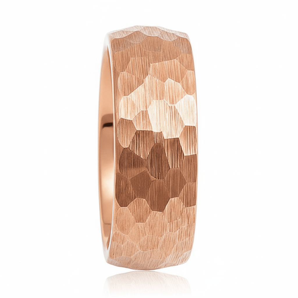 STRIKE — Front-facing straight-on view — men's tungsten wedding ring.