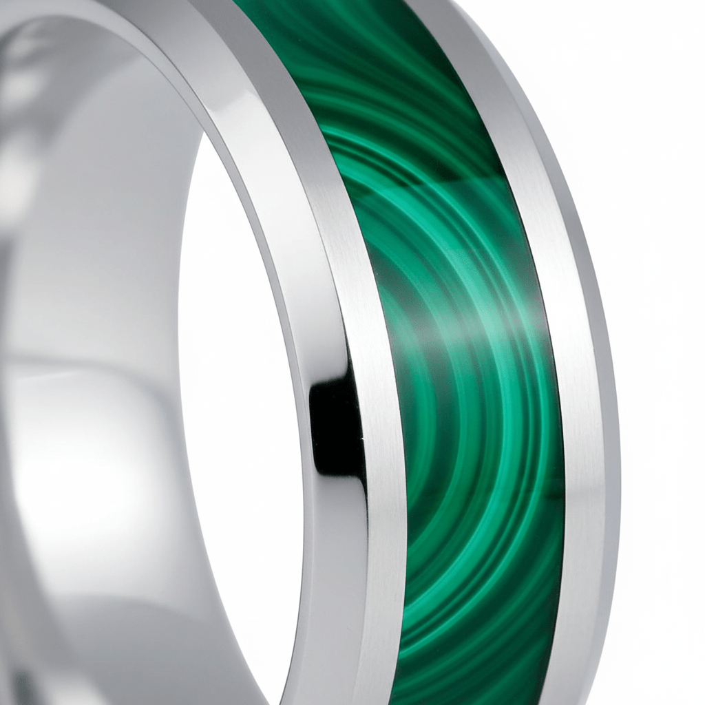 SUITLAND — Extreme macro detail — men's tungsten wedding ring.