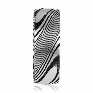 SWIRL — Front-facing straight-on view — men's tungsten wedding ring.