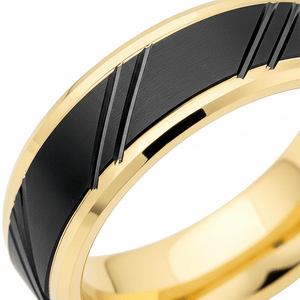 TALON — Extreme macro detail — men's tungsten wedding ring.