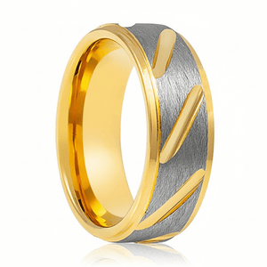 TASOS — Hero product shot — men's tungsten wedding ring.