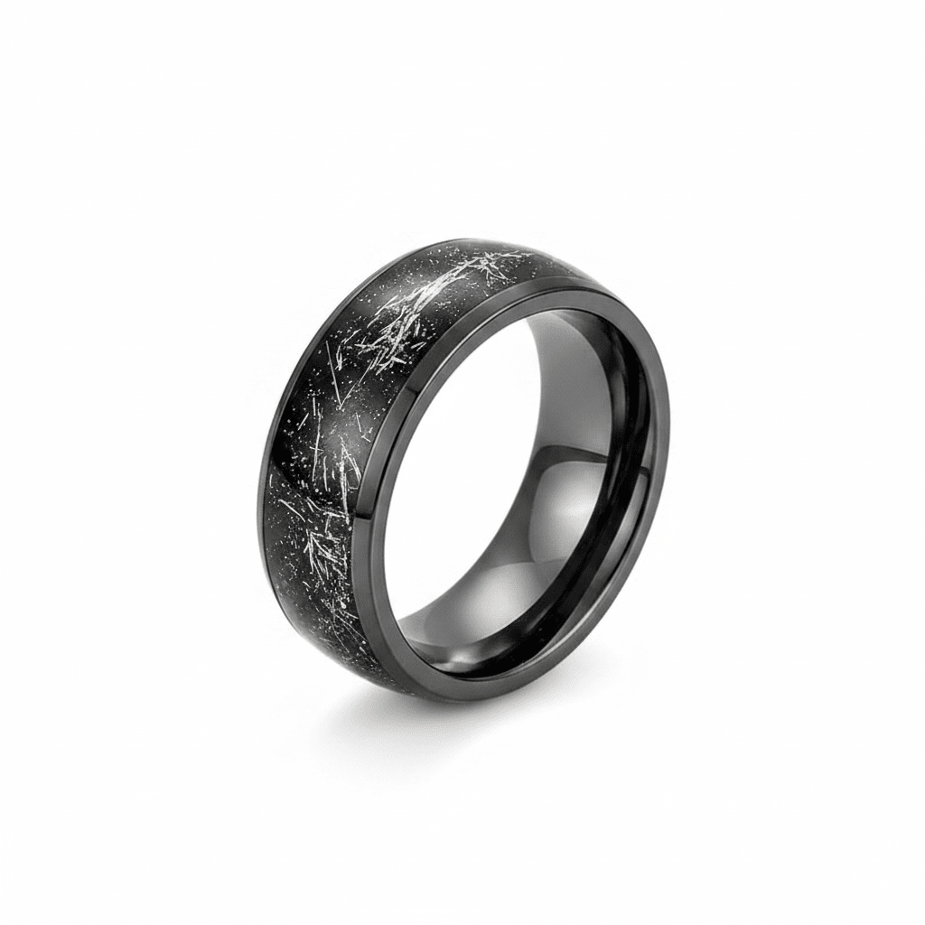 TATUM — Hero product shot — men's tungsten wedding ring.