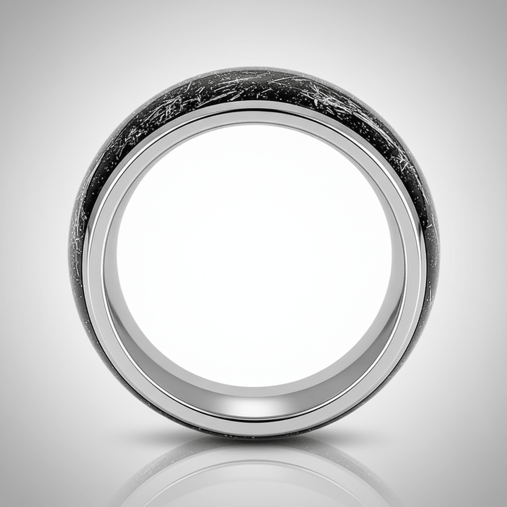 TATUM — Center-through axial view — men's tungsten wedding ring.
