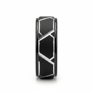 TERRANCE — Front-facing straight-on view — men's tungsten wedding ring.