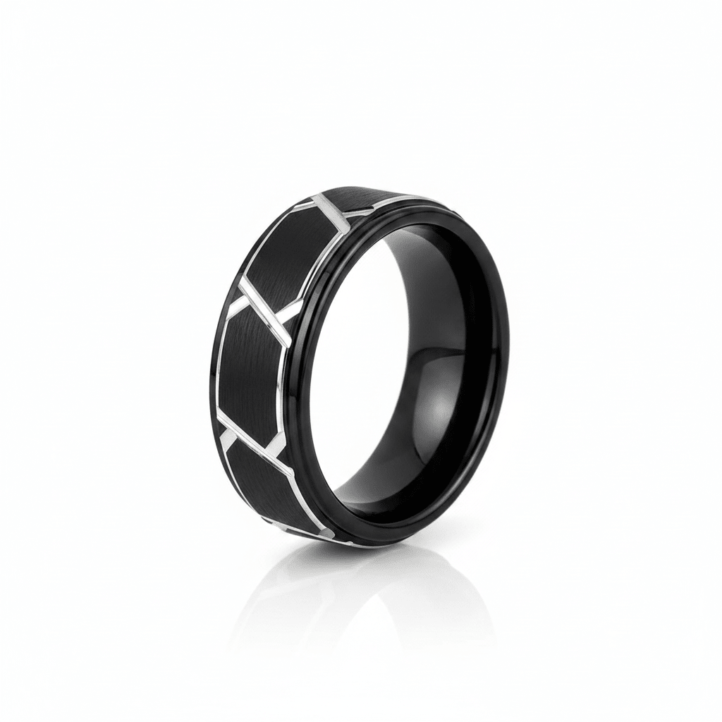 TERRANCE — Hero product shot — men's tungsten wedding ring.