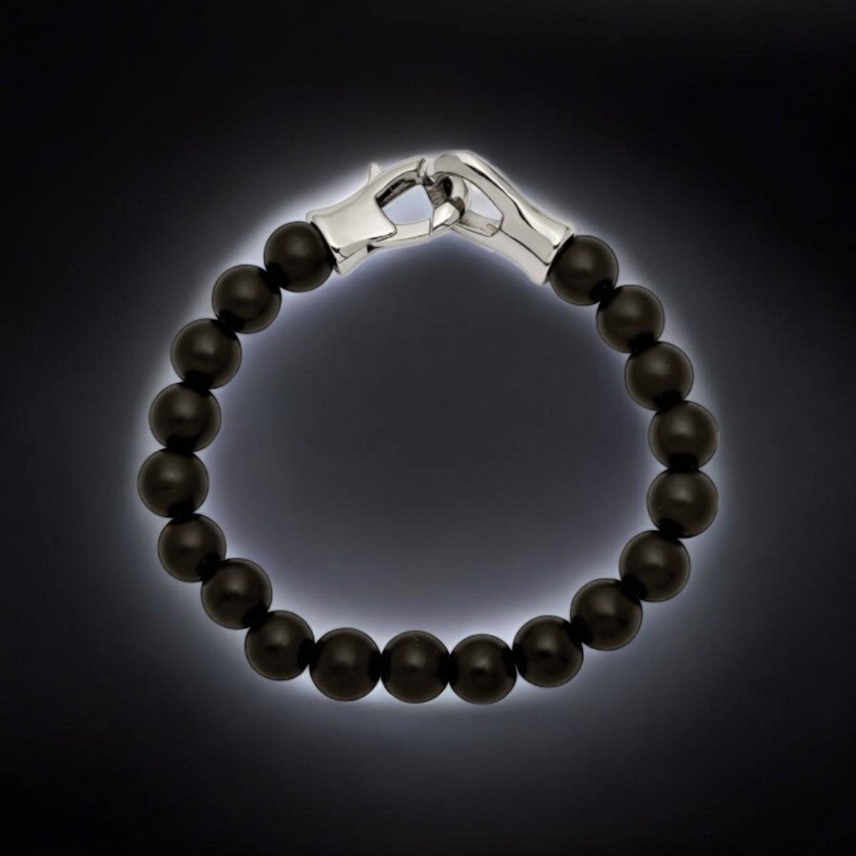 Midnight Link Men's Black Agate Bracelet