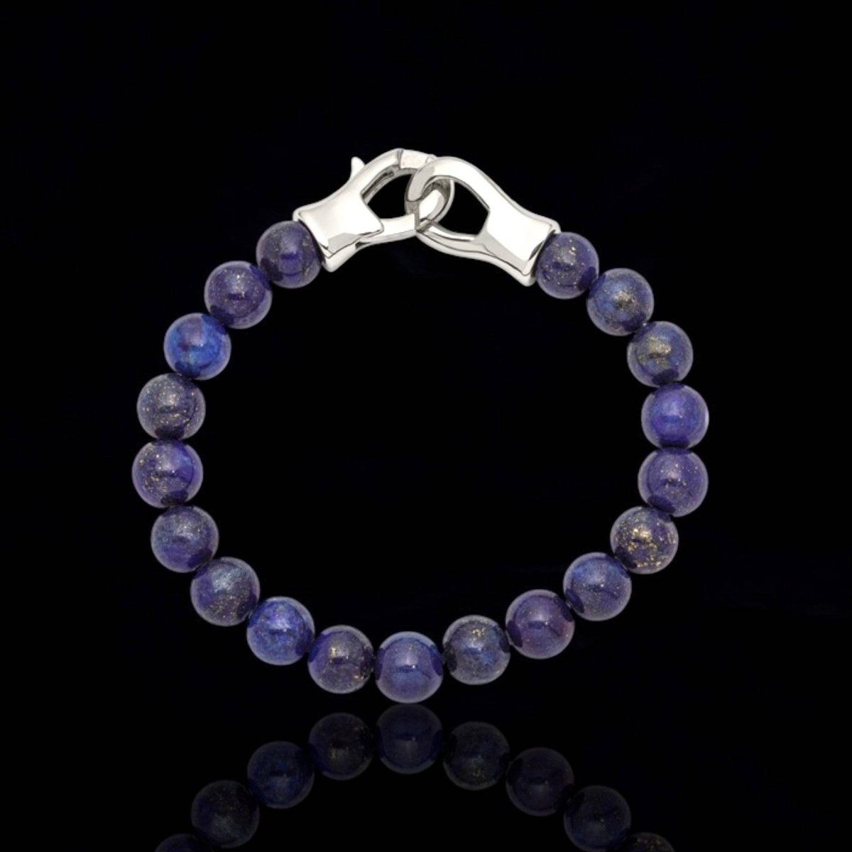 Polished Lapis Beads Bracelet for Men