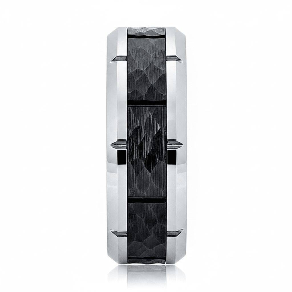 THYROS — angled view — men's tungsten carbide wedding ring | Aydins Jewelry