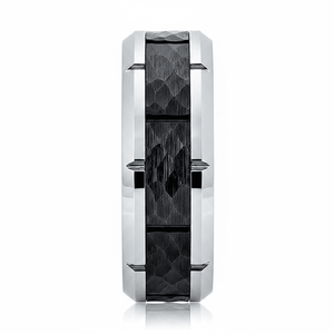 THYROS — angled view — men's tungsten carbide wedding ring | Aydins Jewelry