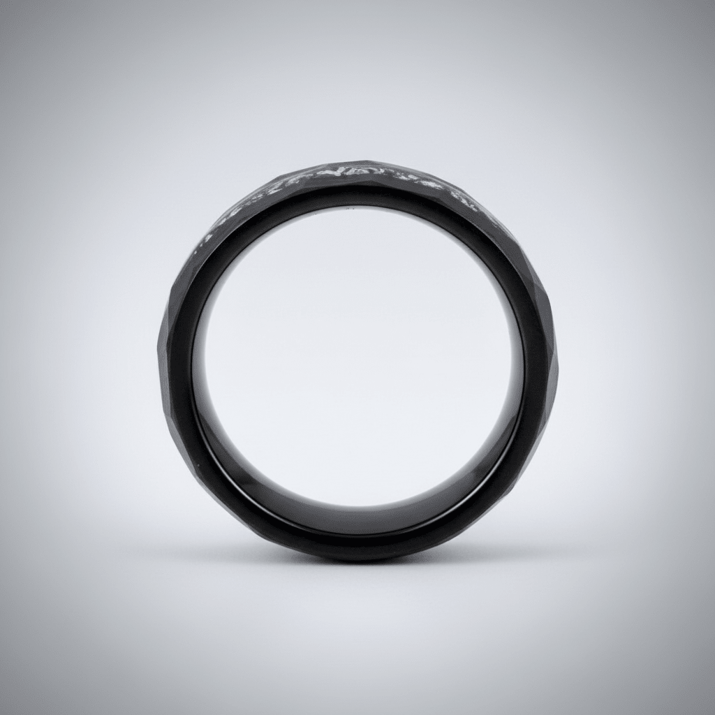 TITANIS — Center-through axial view — men's tungsten wedding ring.