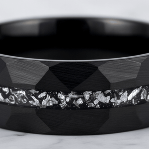 TITANIS — Extreme macro detail — men's tungsten wedding ring.