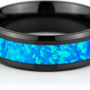 TRANQUIL — Extreme macro detail — men's tungsten wedding ring.