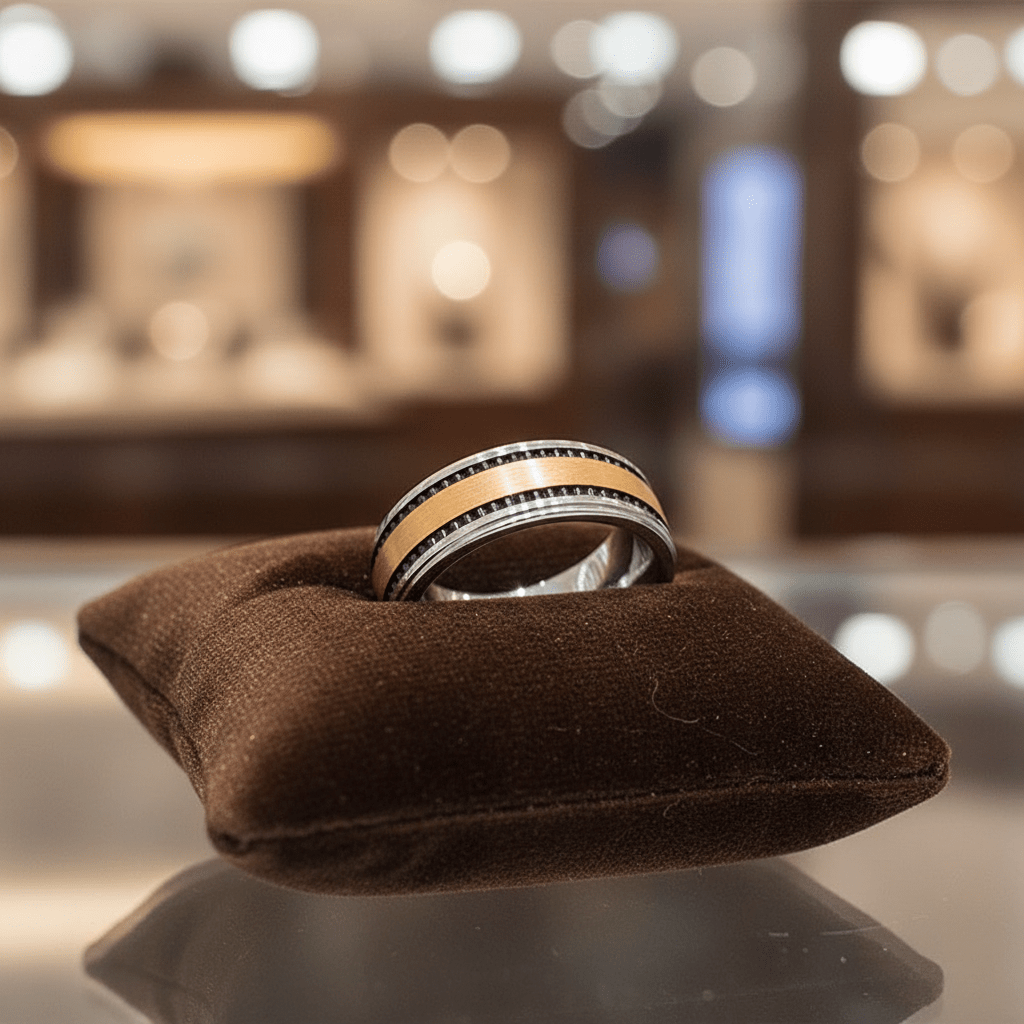 TREGAN — display shot — men's tungsten carbide wedding ring | Aydins Jewelry