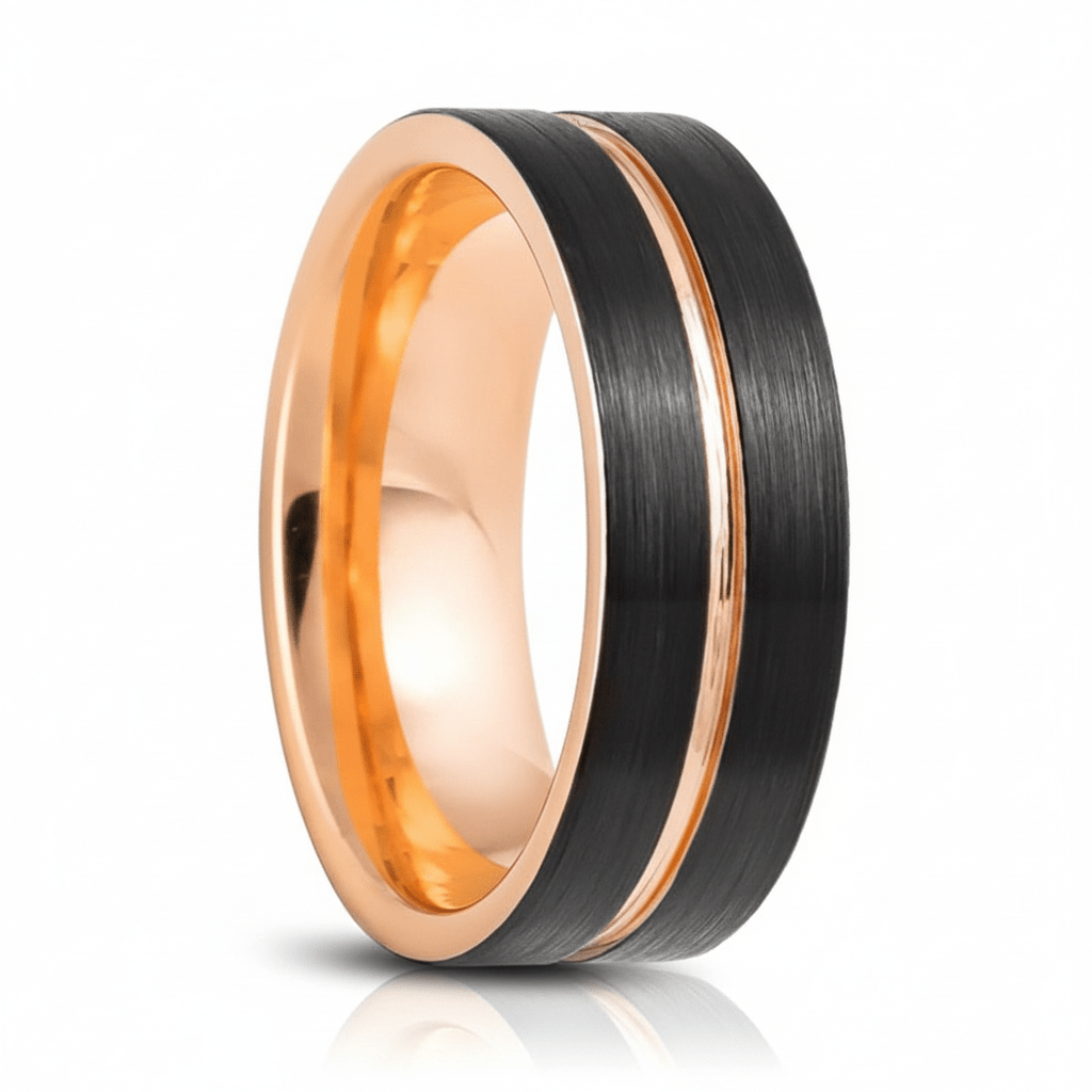 TRISTON — Hero product shot — men's tungsten wedding ring.