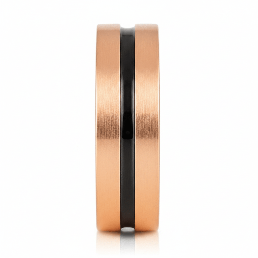 TRISTON — Front-facing straight-on view — men's tungsten wedding ring.