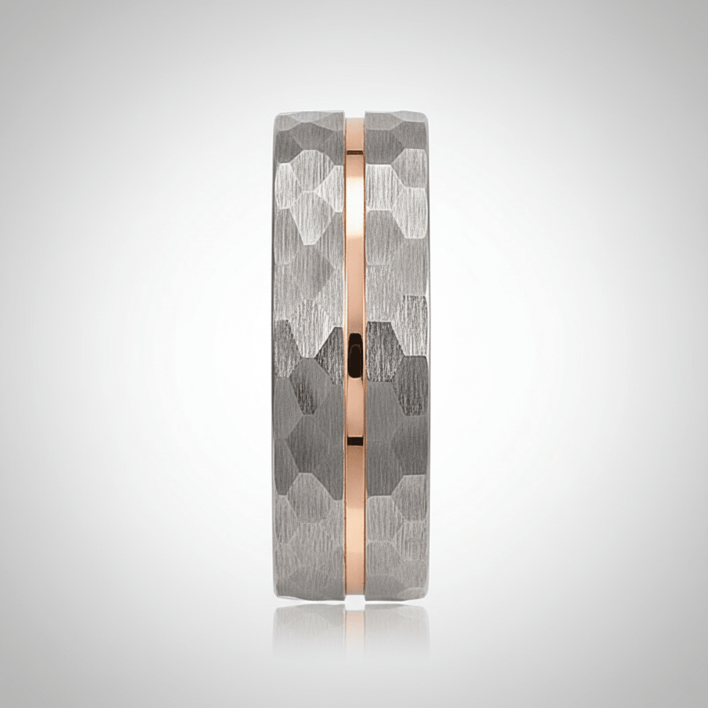 TROOPER — Center-through axial view — men's tungsten wedding ring.