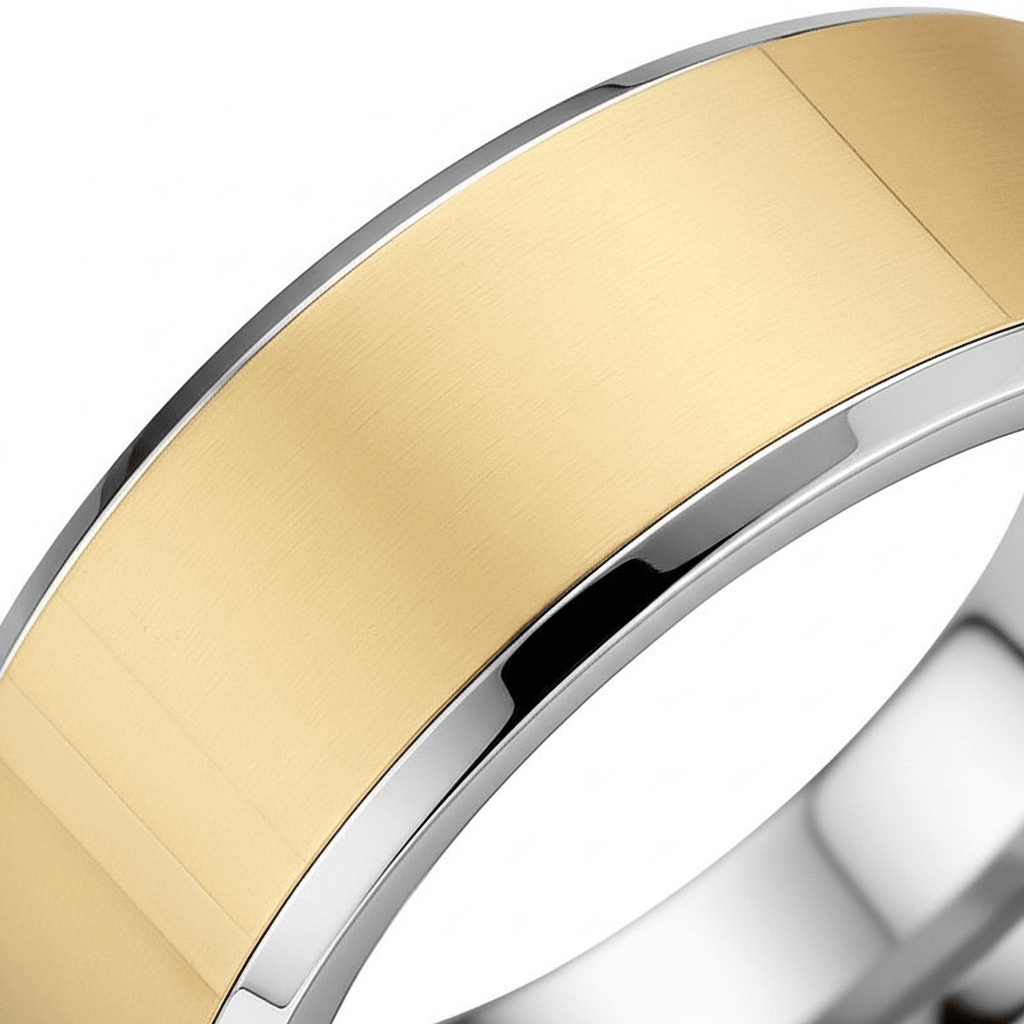TROOPER — close-up detail — men's tungsten carbide wedding ring | Aydins Jewelry